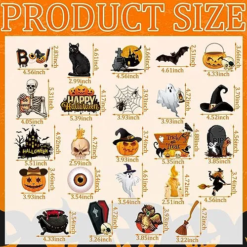 Harloon 24 Pieces Halloween Refrigerator Magnets Pumpkin Ghost Magnets Halloween Decorative Car Fridge Magnetic Stickers Halloween Magnets Decorations for Metal Door Mailbox Car Decor