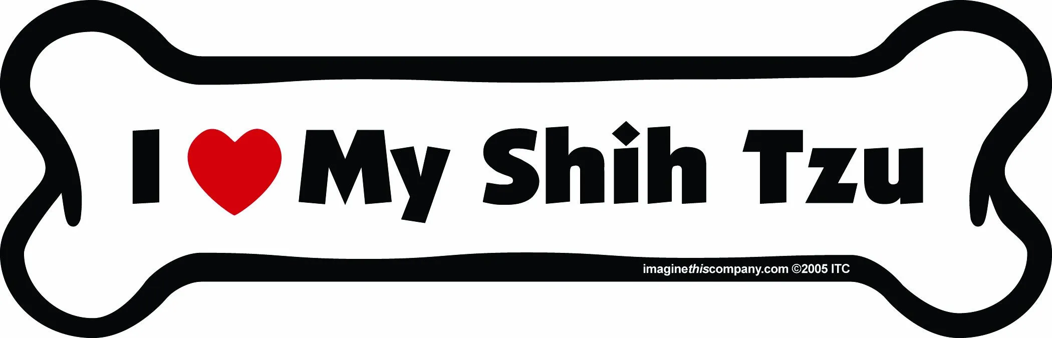 Imagine This Bone Car Magnet, I Love My Shih Tzu , 2-Inch by 7-Inch