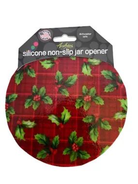Jar Opener - Christmas Red Plaid Holly 69
