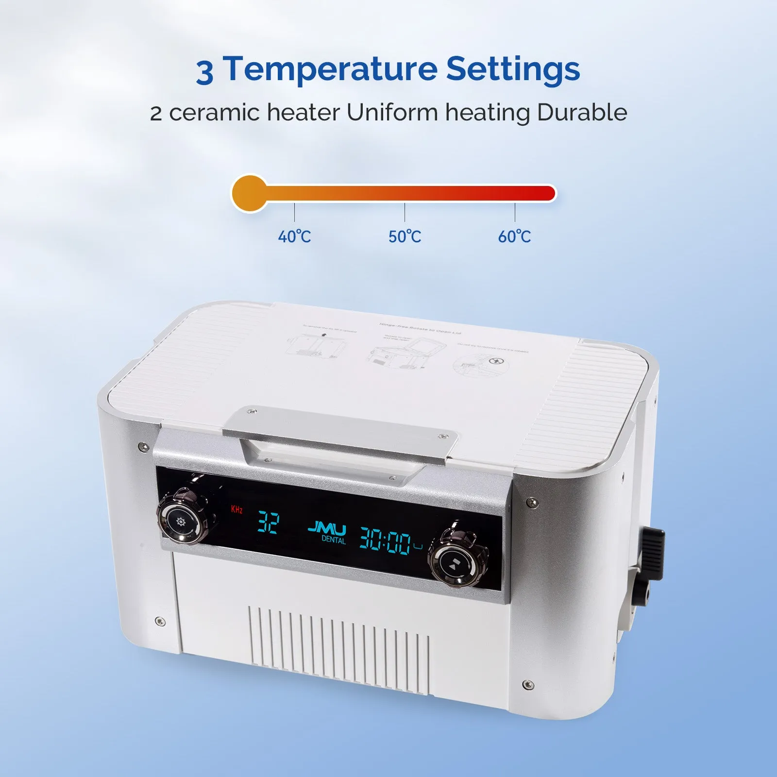 JMU Dental Ultrasonic Cleaner 1.6Gal Temperature Timer Settings