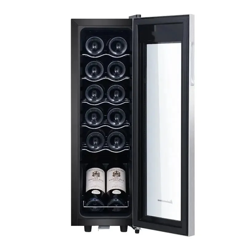 Kalamera 12 Bottle Free Standing Compressor Wine Cooler with Glass Door with Concealed Handle