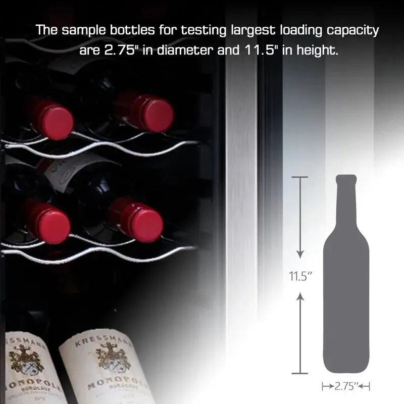 Kalamera 12 Bottle Free Standing Compressor Wine Cooler with Glass Door with Concealed Handle