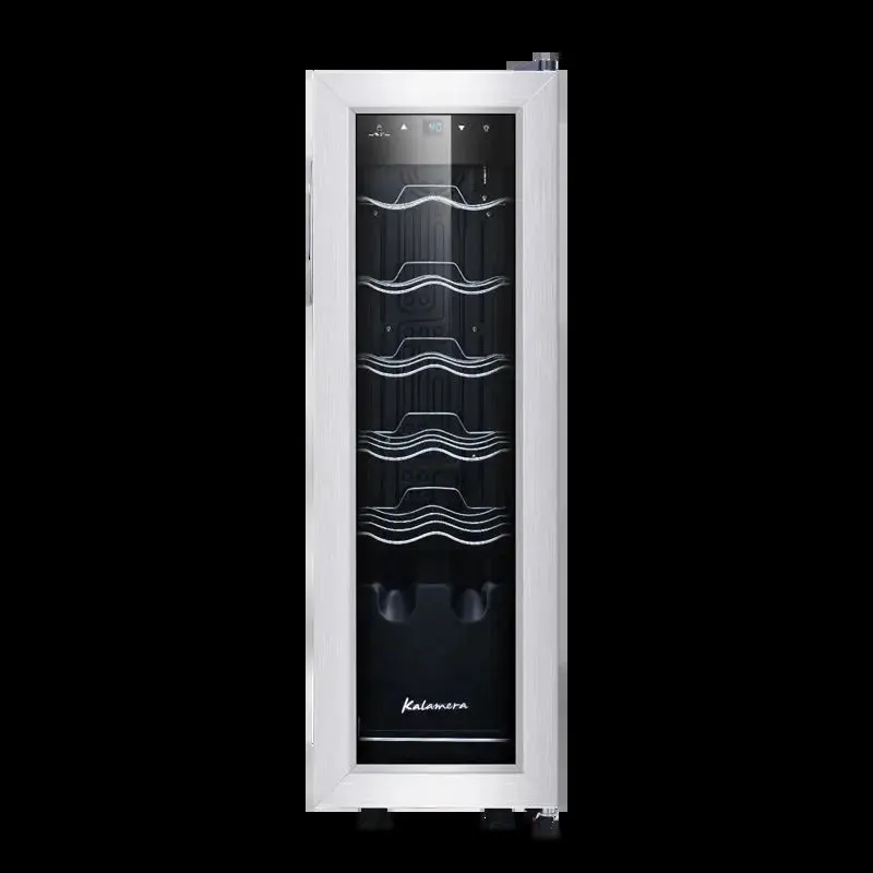 Kalamera 12 Bottle Free Standing Compressor Wine Cooler with Glass Door with Concealed Handle