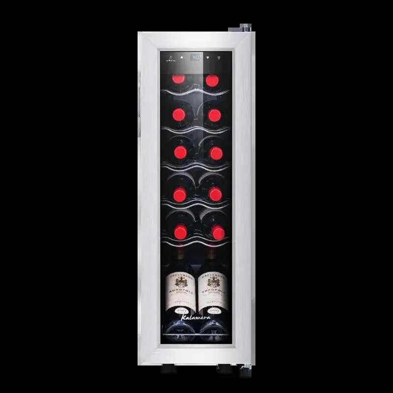 Kalamera 12 Bottle Free Standing Compressor Wine Cooler with Glass Door with Concealed Handle