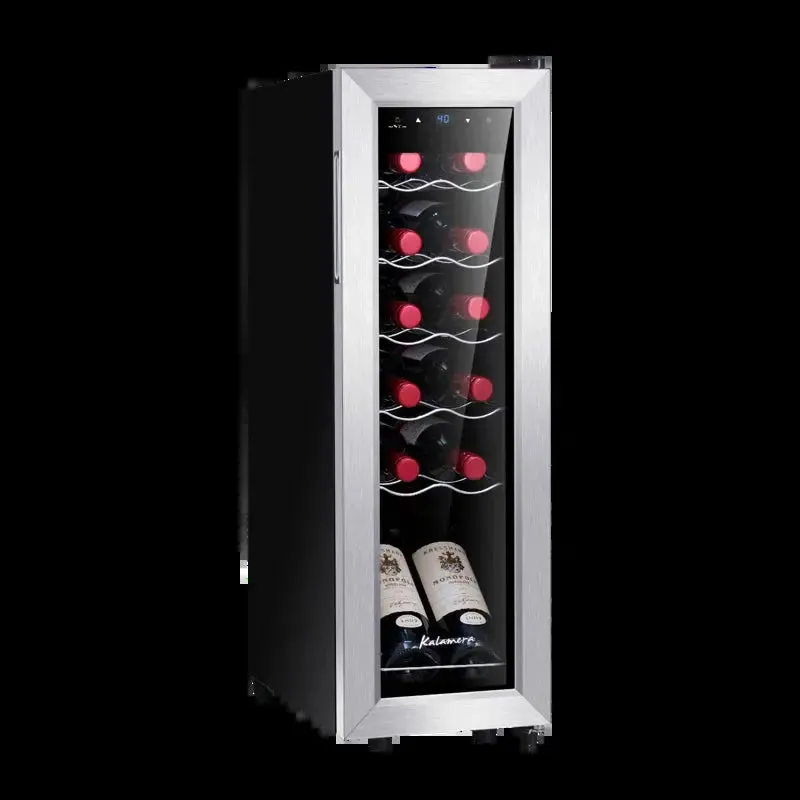 Kalamera 12 Bottle Free Standing Compressor Wine Cooler with Glass Door with Concealed Handle