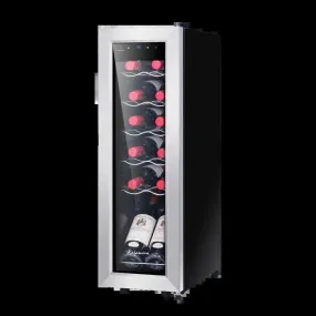Kalamera 12 Bottle Free Standing Compressor Wine Cooler with Glass Door with Concealed Handle