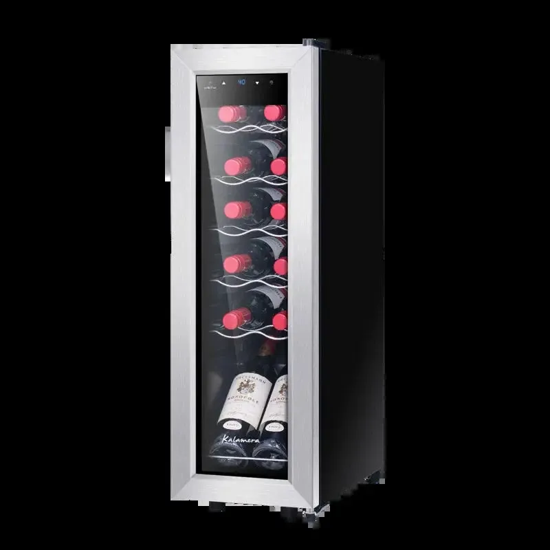 Kalamera 12 Bottle Free Standing Compressor Wine Cooler with Glass Door with Concealed Handle