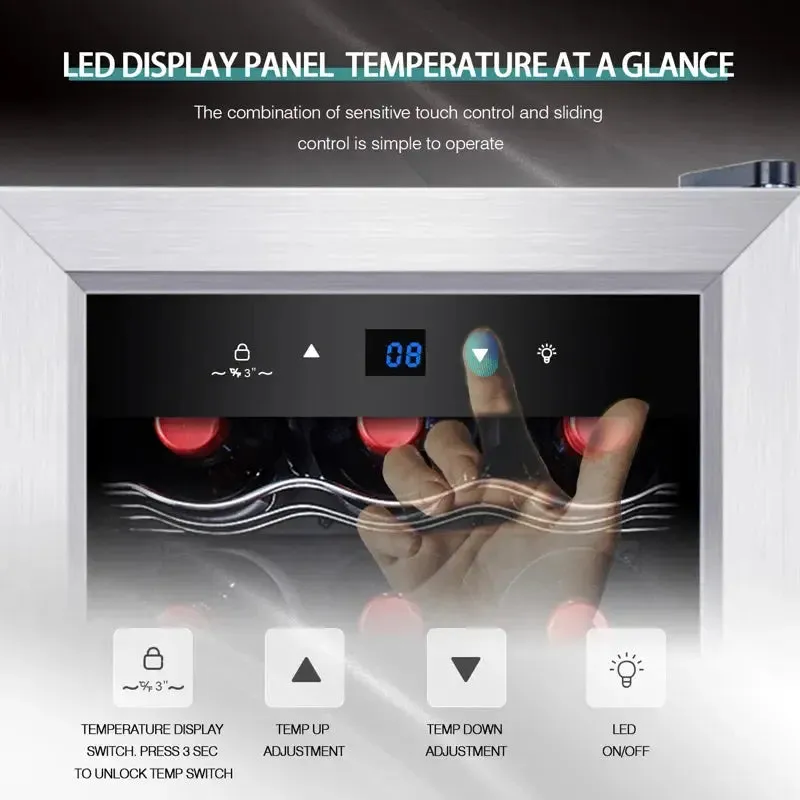 Kalamera 18 Bottle Free Standing Compressor Wine Cooler with Glass Door with Concealed Handle