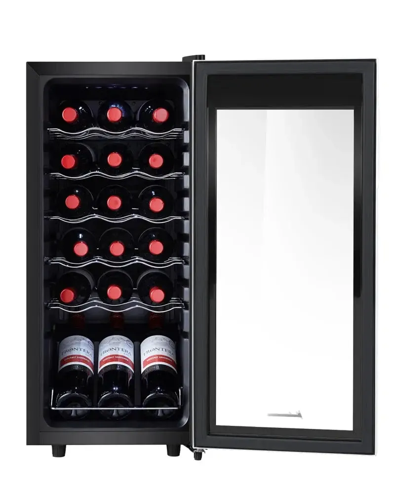 Kalamera 18 Bottle Free Standing Compressor Wine Cooler with Glass Door with Concealed Handle