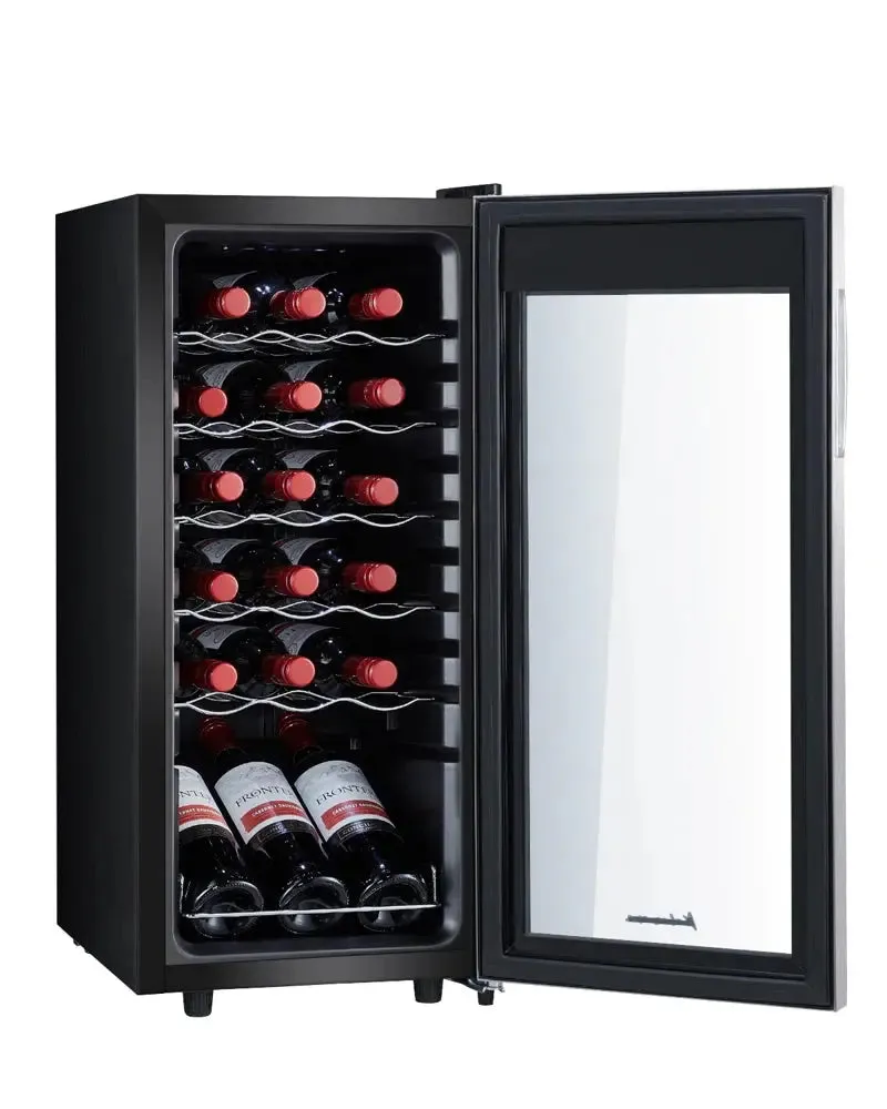 Kalamera 18 Bottle Free Standing Compressor Wine Cooler with Glass Door with Concealed Handle