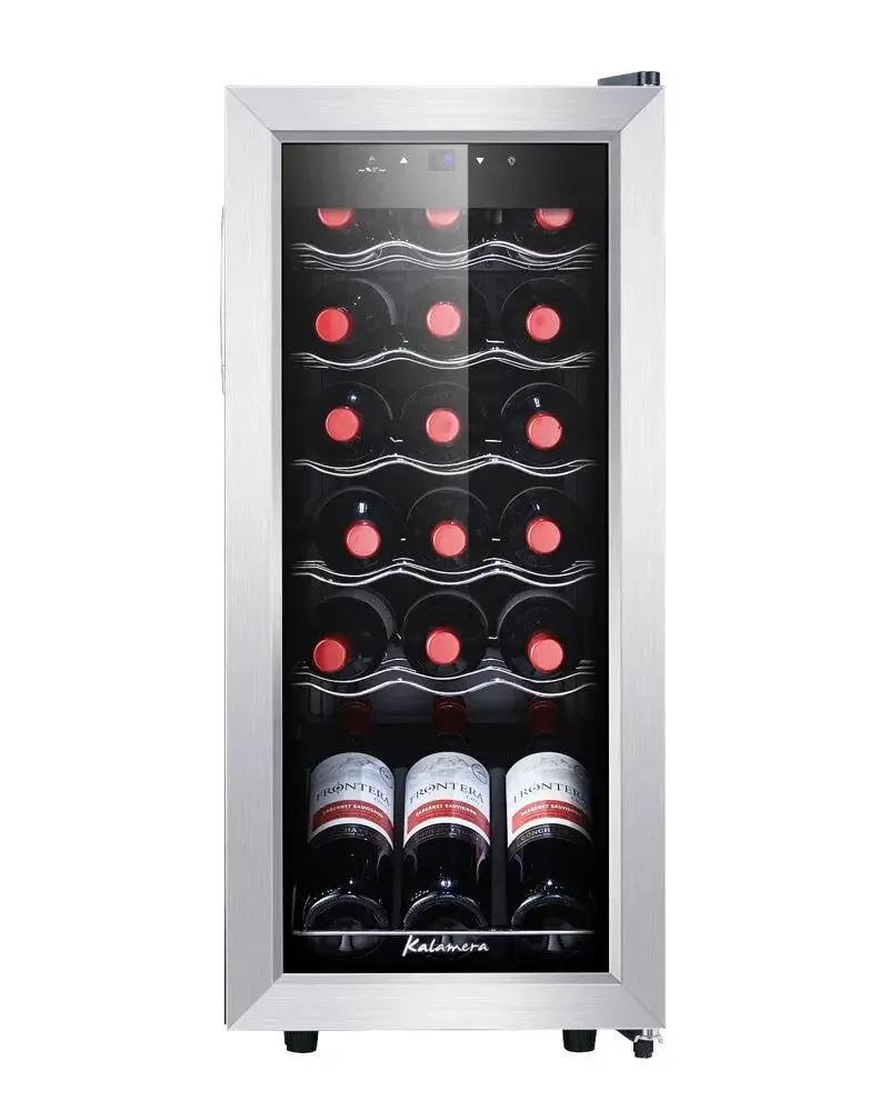 Kalamera 18 Bottle Free Standing Compressor Wine Cooler with Glass Door with Concealed Handle