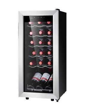 Kalamera 18 Bottle Free Standing Compressor Wine Cooler with Glass Door with Concealed Handle