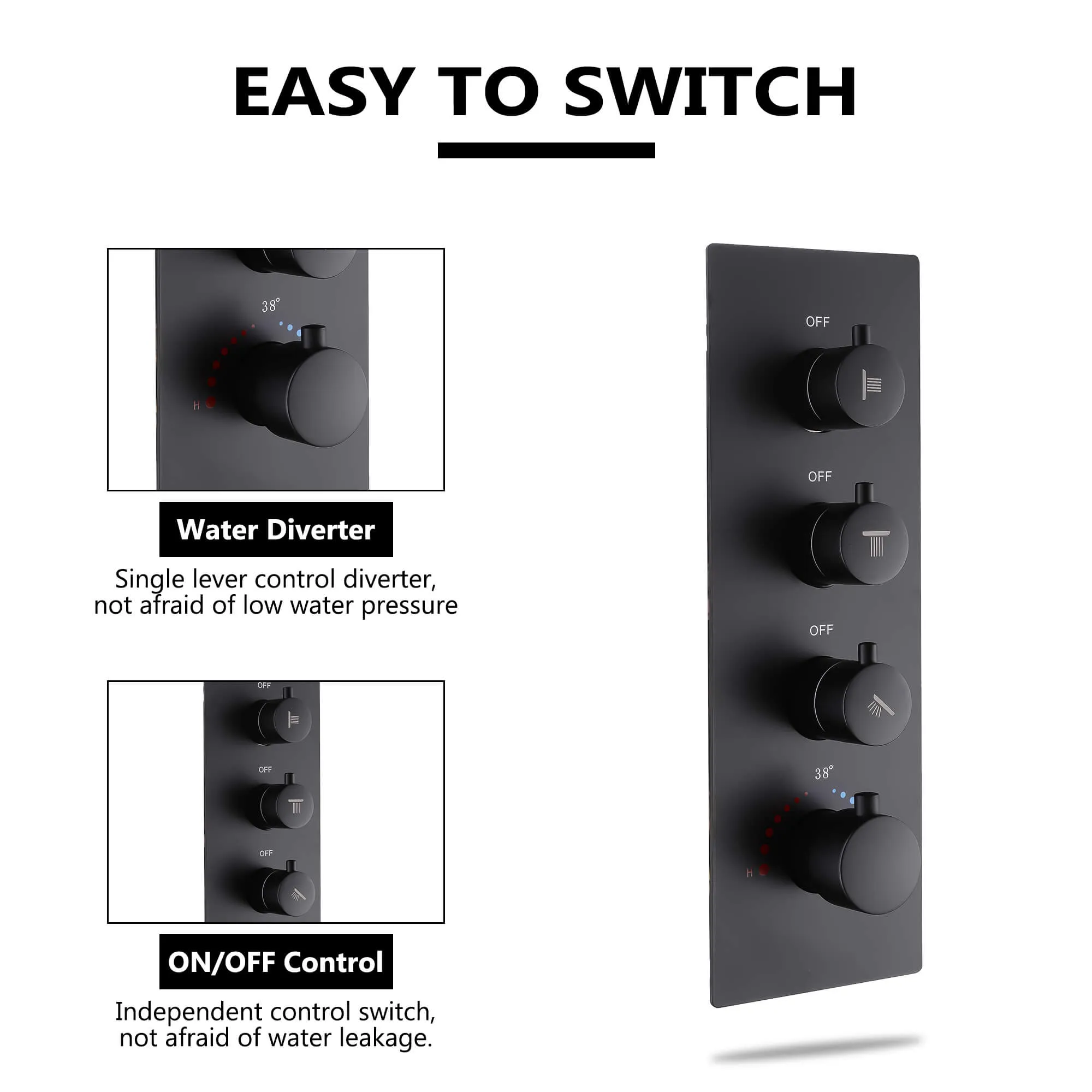 Luxury Ceiling Mount Thermostatic Shower System with 6 Body Sprays and Handheld RB0810