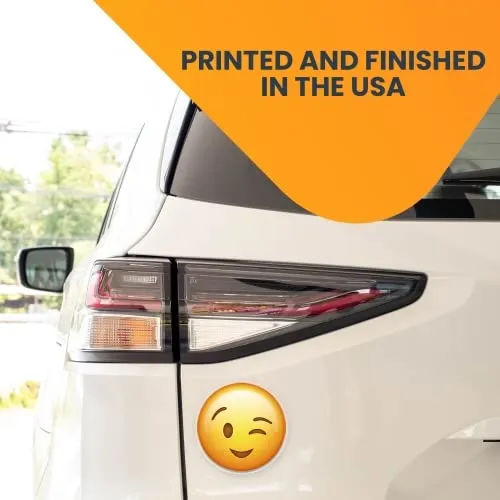 Magnet Me Up Wink Emoticon Magnet Decal, 5 Inch Round, Cute Decorative Self-Expression Magnet for Car, Truck, SUV, Or Any Magnetic Surface