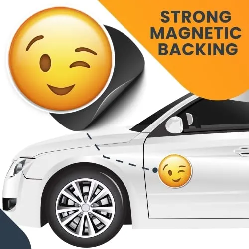 Magnet Me Up Wink Emoticon Magnet Decal, 5 Inch Round, Cute Decorative Self-Expression Magnet for Car, Truck, SUV, Or Any Magnetic Surface