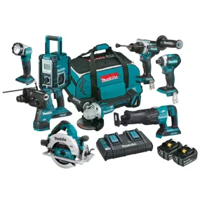 Makita DLX8039TX1 8 Piece 18V 5.0Ah Cordless Brushless Combo Kit