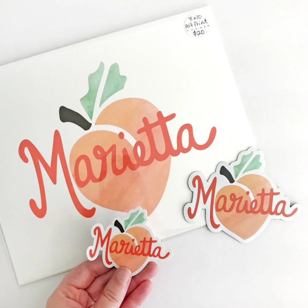 Marietta Peach Vinyl Magnet - Waterproof & Scratch Resistant