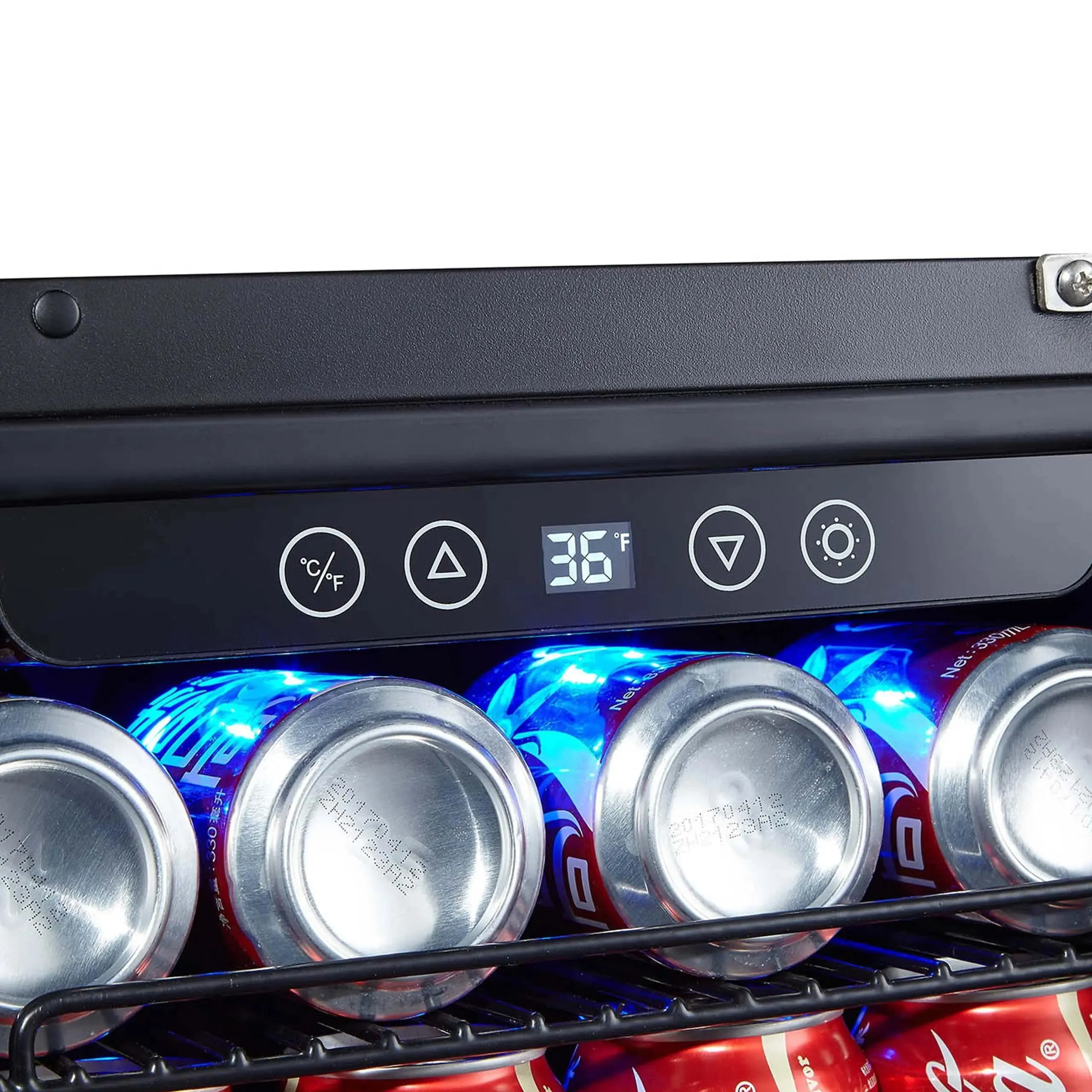 Newair 15” Built-In 96 Can Beverage Fridge with Precision Temperature Controls and Adjustable Shelves - Black Stainless Steel