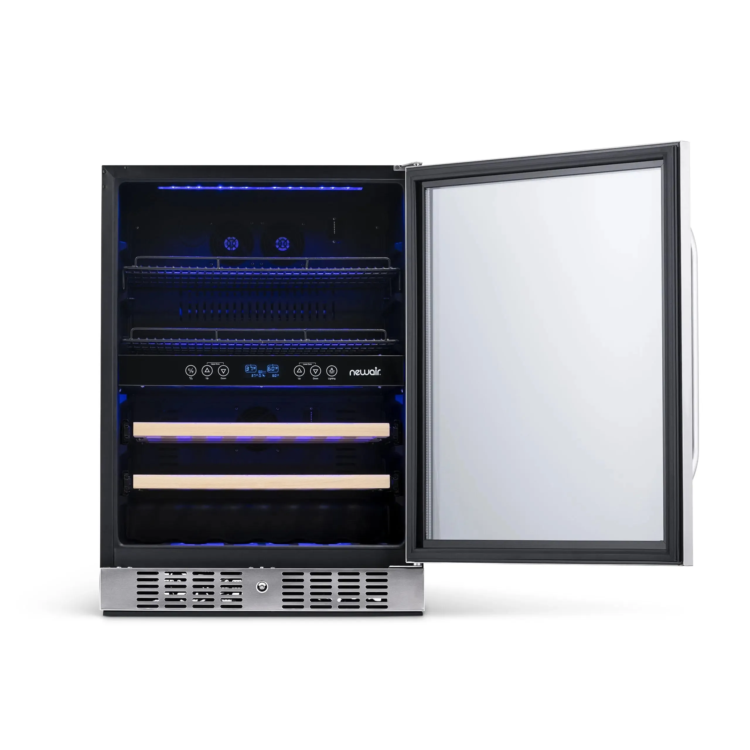 Newair 20 Bottle 70 Can Wine and Beverage Refrigerator Cooler, Built-In Dual Zone Fridge in Stainless Steel for Home, Office or Bar