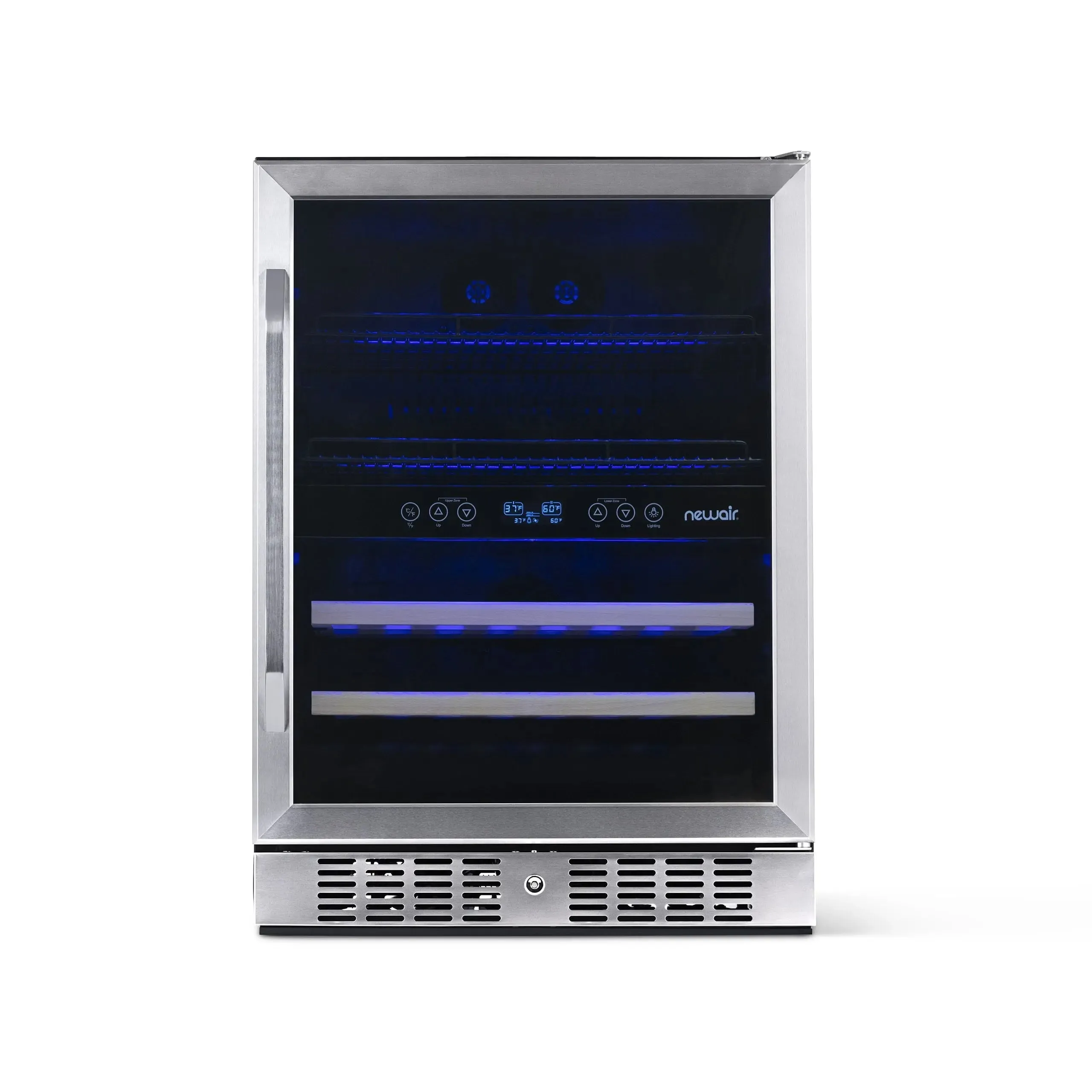 Newair 20 Bottle 70 Can Wine and Beverage Refrigerator Cooler, Built-In Dual Zone Fridge in Stainless Steel for Home, Office or Bar
