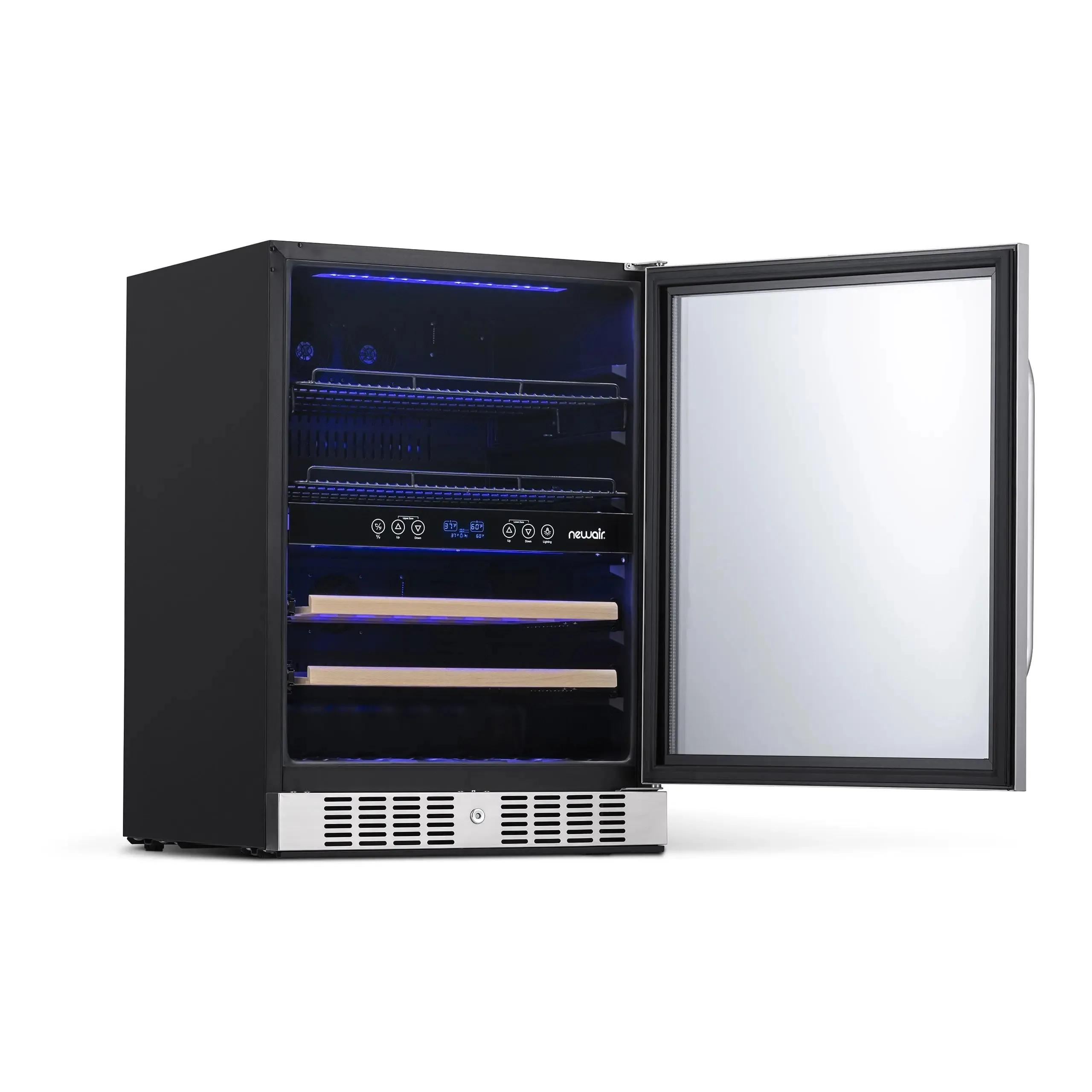 Newair 20 Bottle 70 Can Wine and Beverage Refrigerator Cooler, Built-In Dual Zone Fridge in Stainless Steel for Home, Office or Bar