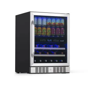 Newair 20 Bottle 70 Can Wine and Beverage Refrigerator Cooler, Built-In Dual Zone Fridge in Stainless Steel for Home, Office or Bar