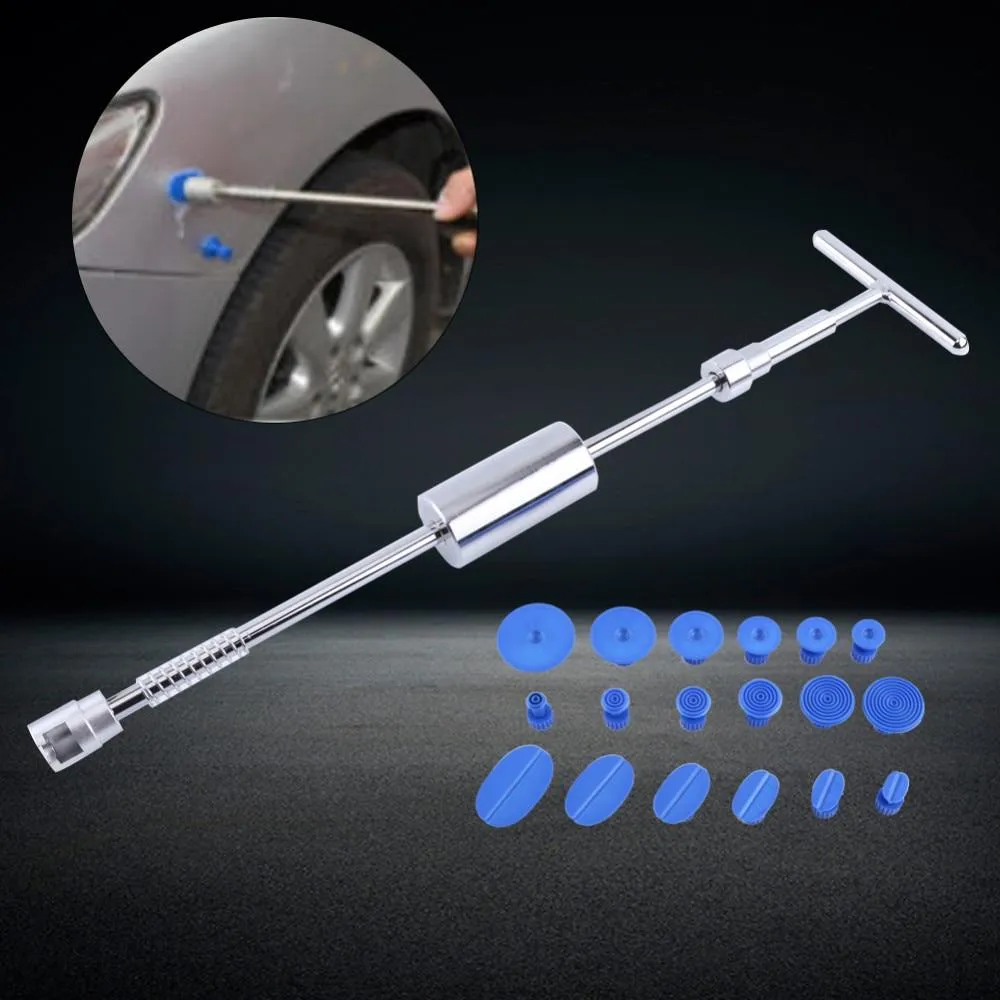 Paintless Dent Repair Hail Removal T Bar Slide Hammer 18pcs Glue Puller Tabs Nin
