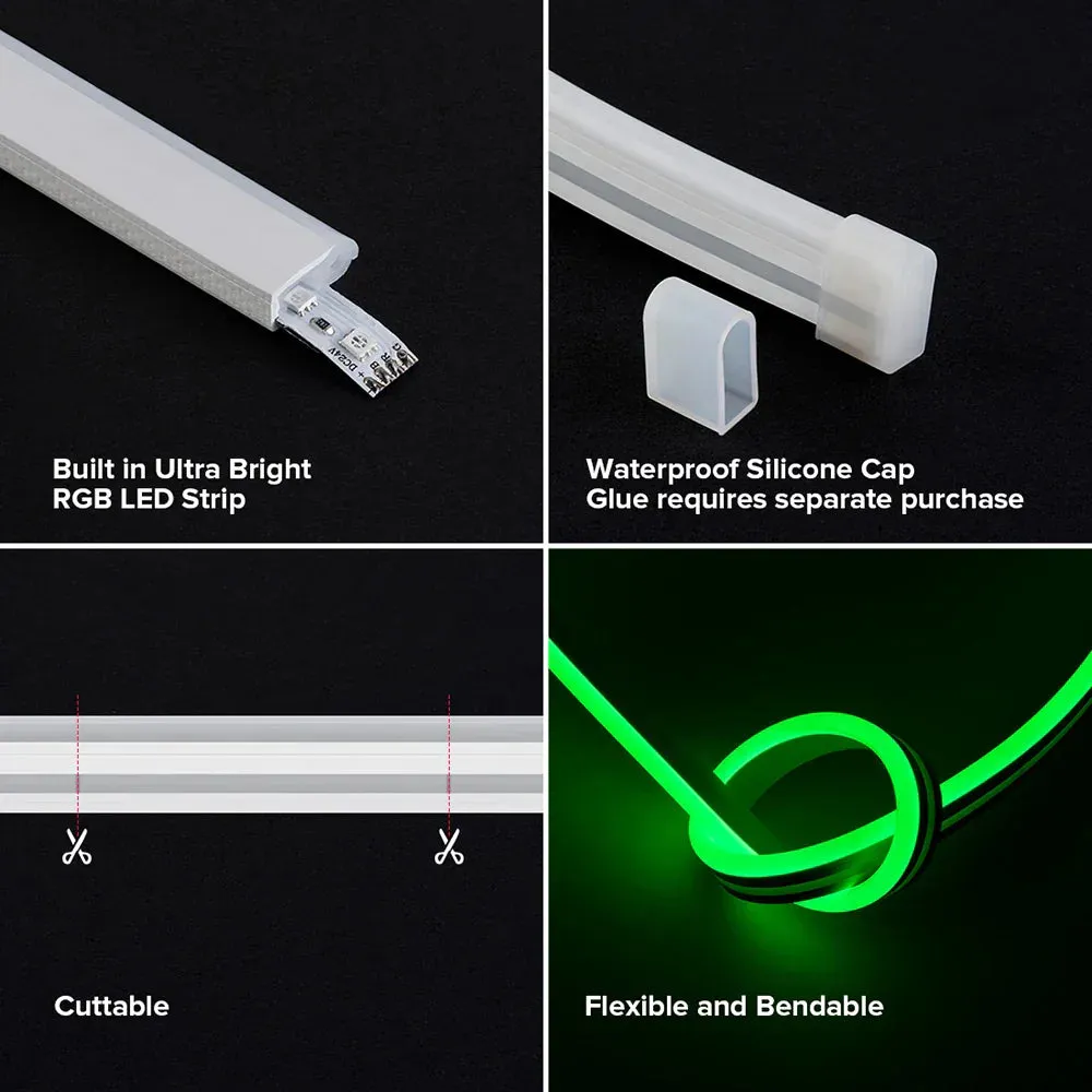 Side Emitting T0615 RGB Neon Light 108LEDs/M Flexible Uniform IP67 Waterproof Silicone Full Color DC 24V