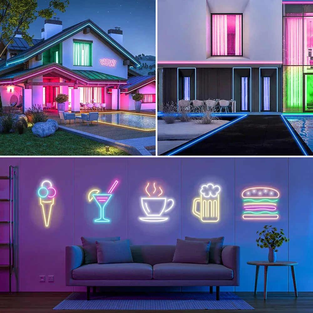 Side Emitting T0615 RGB Neon Light 108LEDs/M Flexible Uniform IP67 Waterproof Silicone Full Color DC 24V