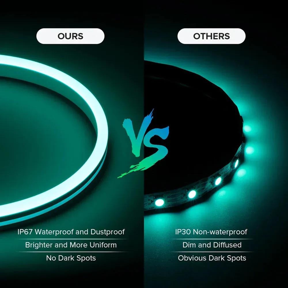 Side Emitting T0615 RGB Neon Light 108LEDs/M Flexible Uniform IP67 Waterproof Silicone Full Color DC 24V