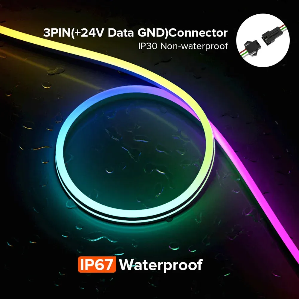 Side Emitting WS2811 IC RGB T0615 Neon Light 108LEDs/M Chasing Color IP67 Waterproof Silicone External Bright Tape DC 24V