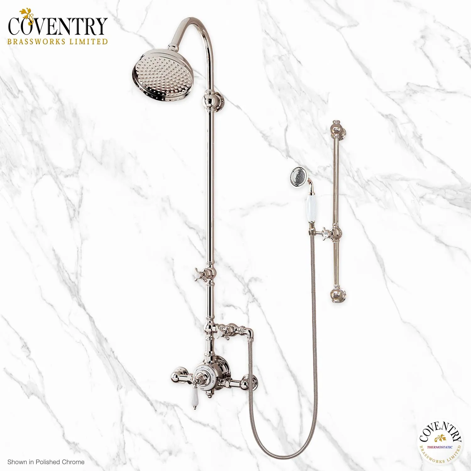 Ultra Luxury Exposed Thermostatic Shower System￼ with 8" Shower Head, Handheld Shower, and Slidebar