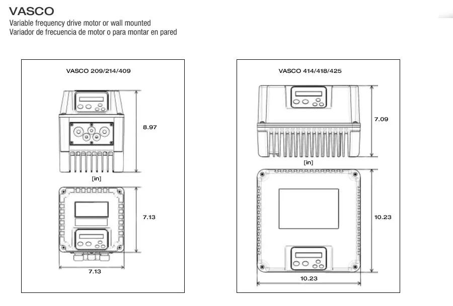 Vasco Variable Frequency Drive Motor or Wall Mounted 3 PH Power Supply, 3 PH Motor