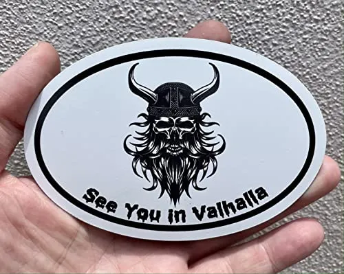 WickedGoodz Oval See You in Valhalla Magnet - Viking Magnetic Car Decal
